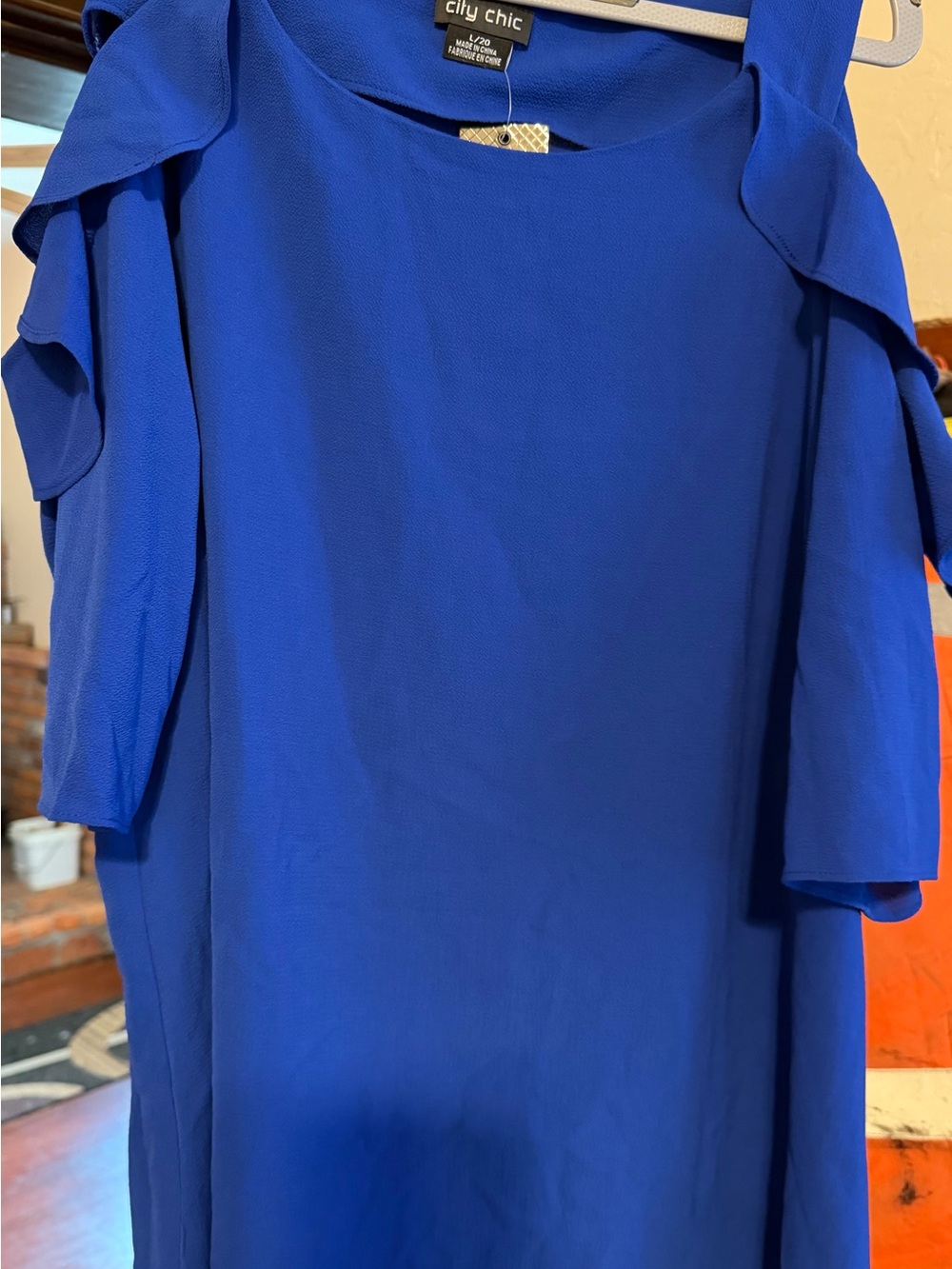 City Chic Royal Blue Cold-Shoulder Blouse